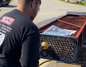 cleaning tubes on fin fan heat exchanger