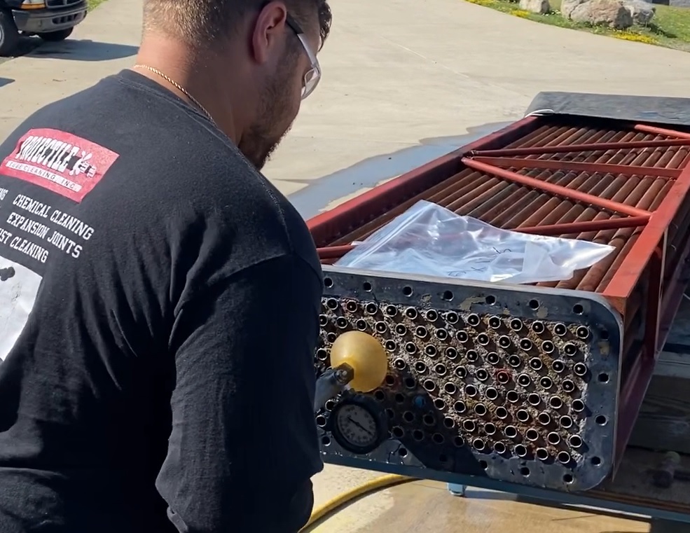 Air Cooled Heat Exchanger Cleaning 5 cleaning tubes on fin fan heat exchanger
